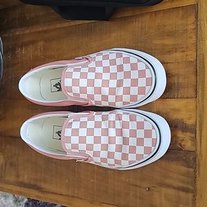Vans Checkerboard Slip-ons, pink, womens size 8